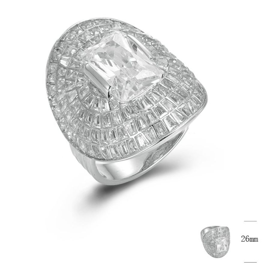 SJ45110, Ladies' Moissanite Ring, S925, Rhodium Plated, White, 12.03g