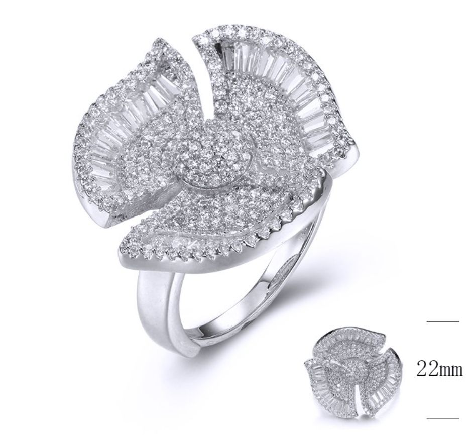 SJ34914, Ladies' Moissanite Ring, S925, Rhodium Plated, White, 6.36g