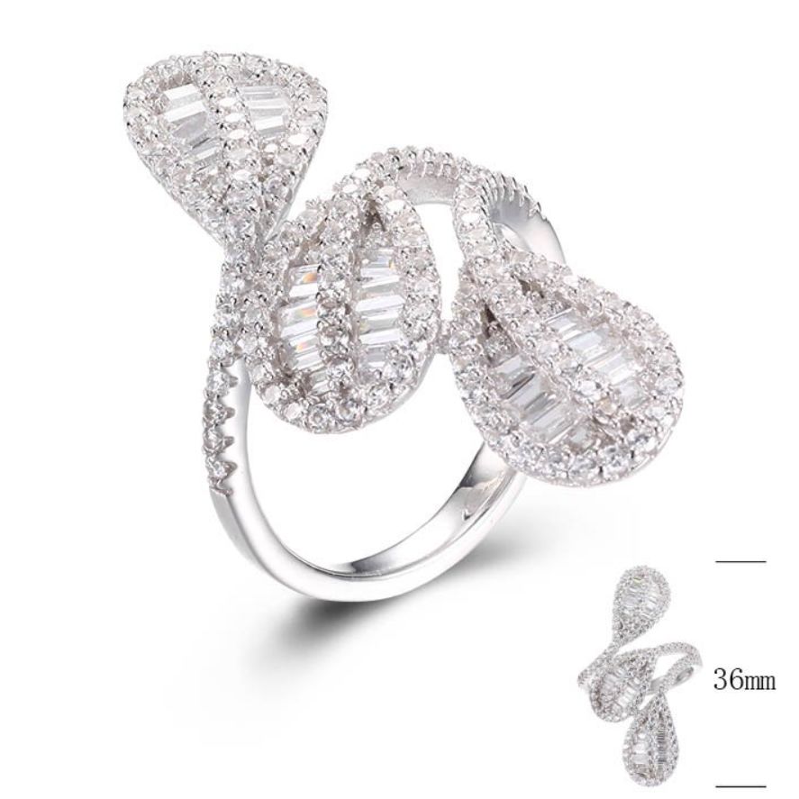 SJ29231, Ladies' Moissanite Ring, S925, Rhodium Plated, White, 6.09g