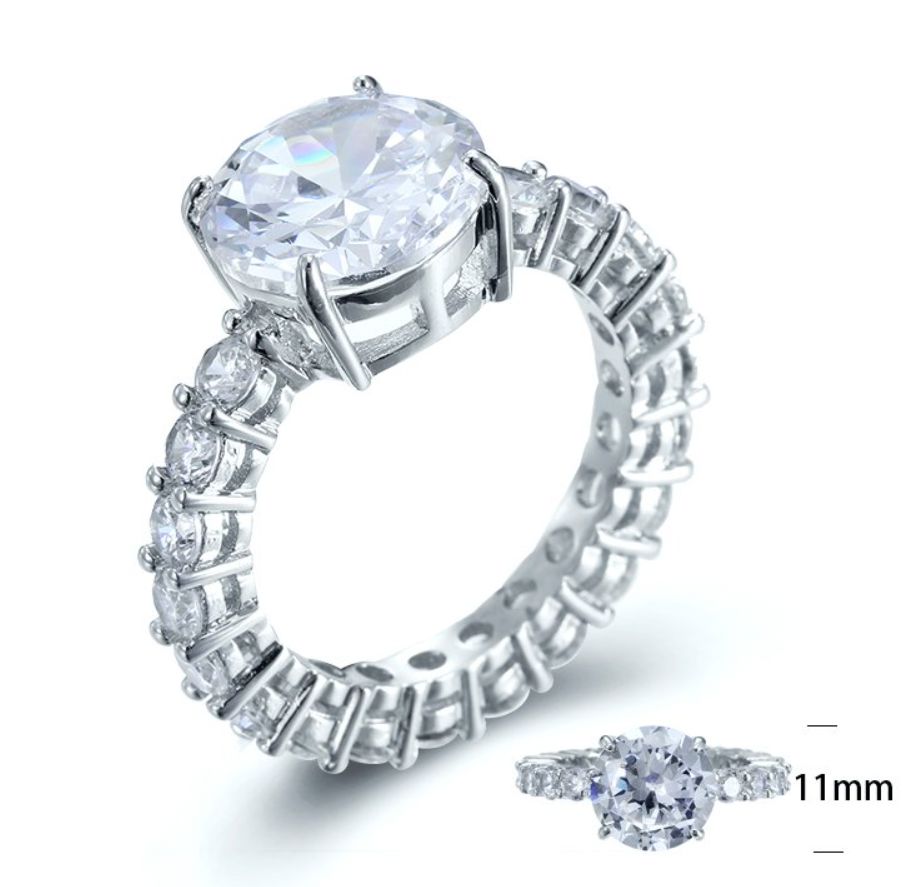 SJ24876, Ladies' Moissanite Ring, S925, Rhodium Plated, White, 5.28g