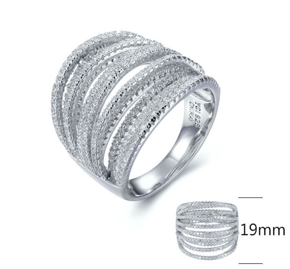 SJ27820, Ladies' Moissanite Ring, S925, Rhodium Plated, White, 8.05g