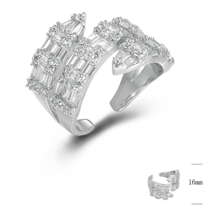 SJ45295, Ladies' Moissanite Ring, S925, Rhodium Plated, White, 6.2g