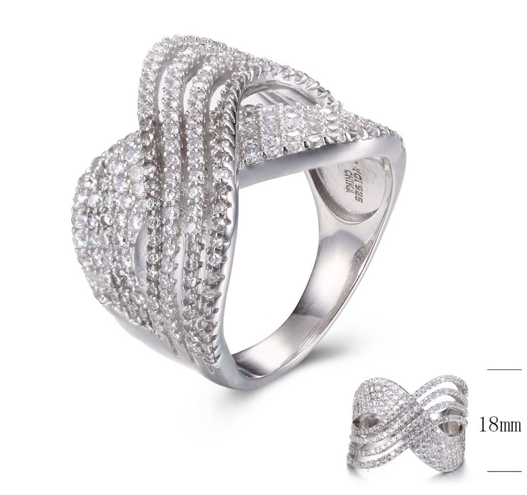 SJ30506, Ladies' Moissanite Ring, S925, Rhodium Plated, White, 5.65g