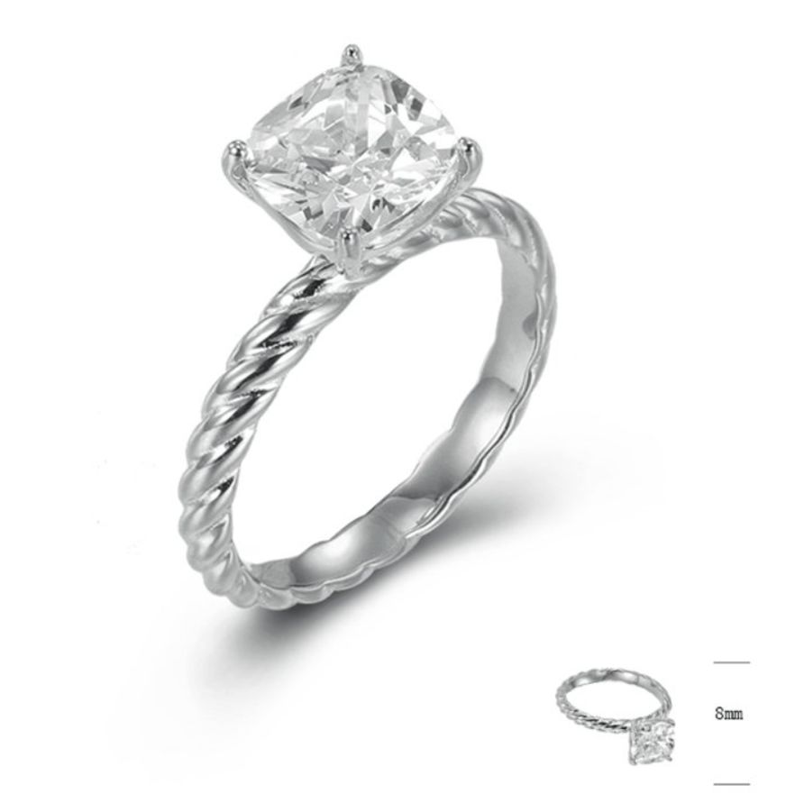 SJ43680, Ladies' Moissanite Ring, S925, Rhodium Plated, White, 3.41g