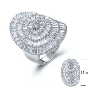 SJ12802, Ladies' Moissanite Ring, S925, Rhodium Plated, White, 11.93g