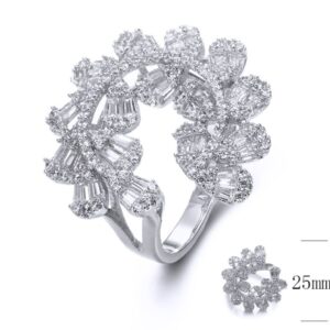 SJ34128, Ladies' Moissanite Ring, S925, Rhodium Plated, White, 6.63g