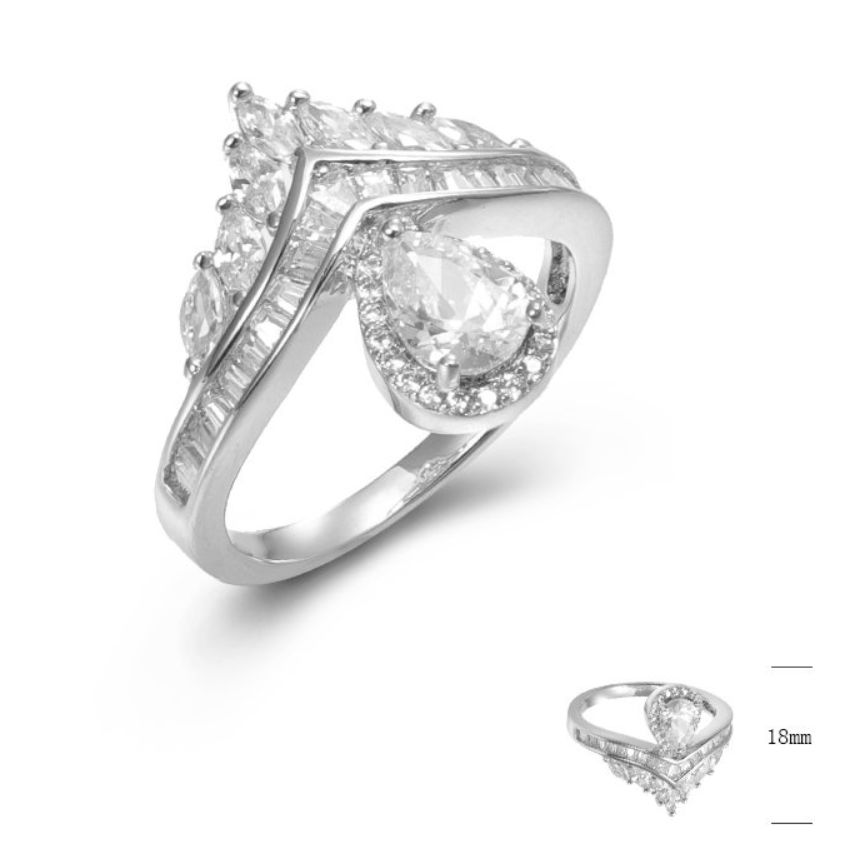SJ44824, Ladies' Moissanite Ring, S925, Rhodium Plated, White, 3.7g