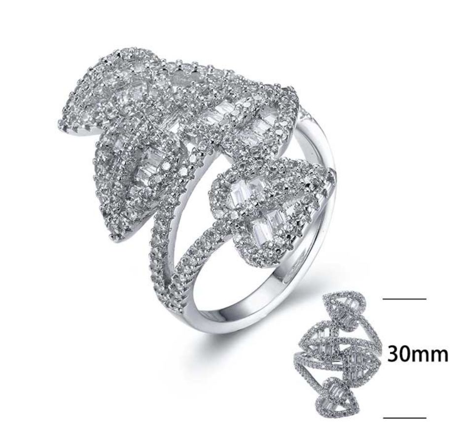 SJ26985, Ladies' Moissanite Ring, S925, Rhodium Plated, White, 6.57g
