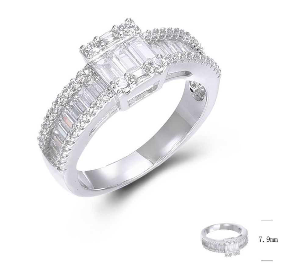 SJ47298, Ladies' Moissanite Ring, S925, Rhodium Plated, White, 4.04g