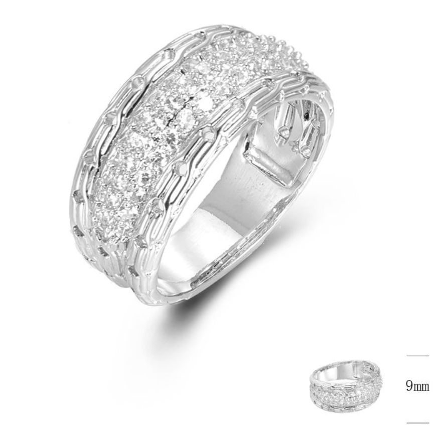 SJ45465, Ladies' Moissanite Ring, S925, Rhodium Plated, White, 4.81g