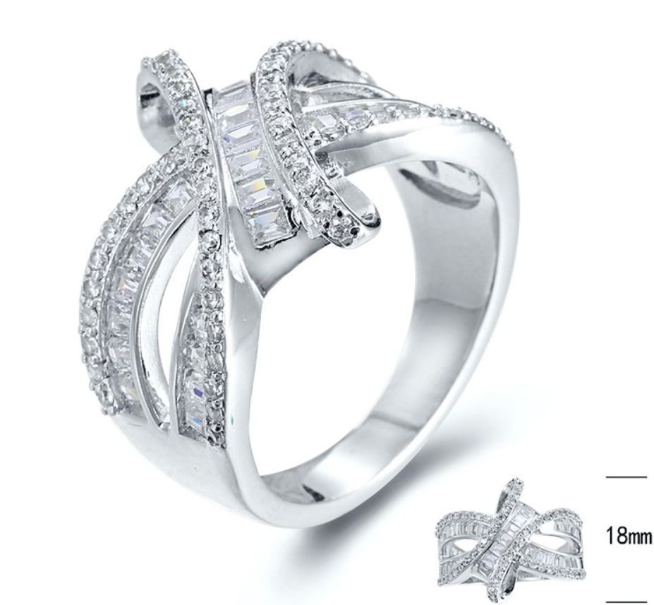 SJ24811, Ladies' Moissanite Ring, S925, Rhodium Plated, White, 5.34g