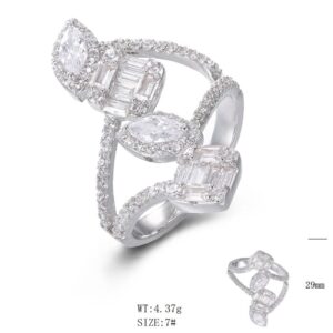 SJ50687, Ladies' Moissanite Ring, S925, Rhodium Plated, White, 4.43g