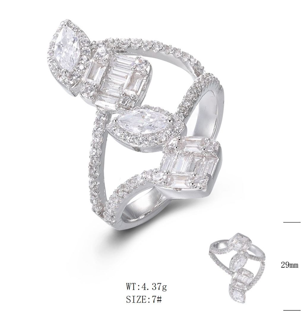SJ50687, Ladies' Moissanite Ring, S925, Rhodium Plated, White, 4.43g