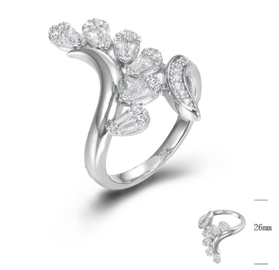 SJ45338, Ladies' Moissanite Ring, S925, Rhodium Plated, White, 3.6g