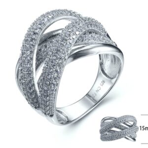 SJ22320-C, Ladies' Moissanite Ring, S925, Rhodium + Black Rhodium Plated, Silver, 7.99g