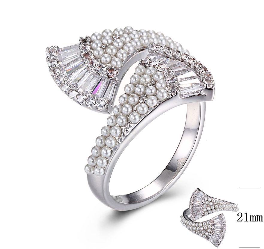 SJ30608, Ladies' Moissanite Ring, S925, Rhodium Plated, White, 3.94g