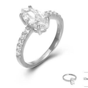 SJ45024, Ladies' Moissanite Ring, S925, Rhodium Plated, White, 3.25g