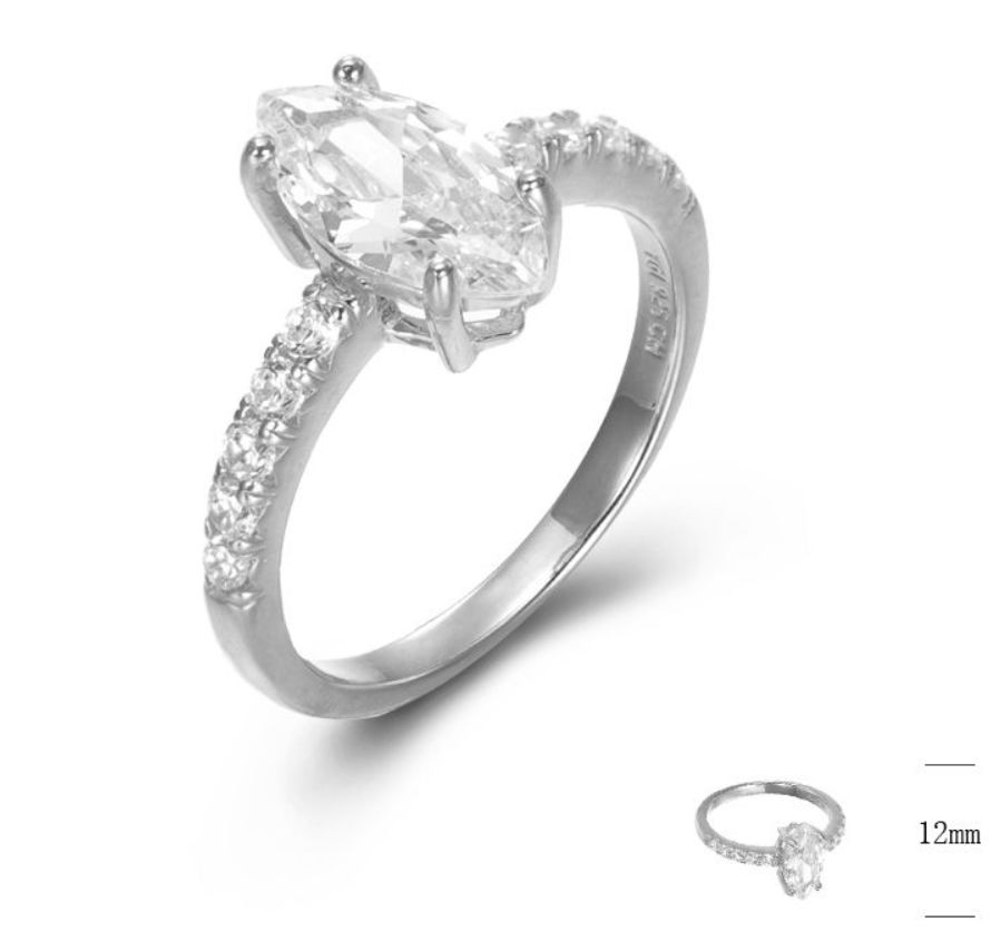 SJ45024, Ladies' Moissanite Ring, S925, Rhodium Plated, White, 3.25g
