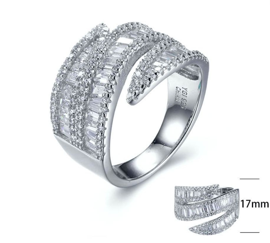 SJ28621, Ladies' Moissanite Ring, S925, Rhodium Plated, White, 7.86g