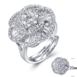 SJ27606, Ladies' Moissanite Ring, S925, Rhodium Plated, White, 6.43g