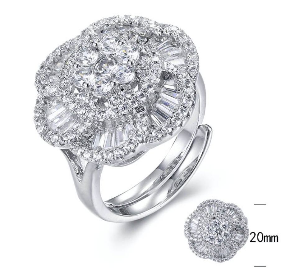 SJ27606, Ladies' Moissanite Ring, S925, Rhodium Plated, White, 6.43g