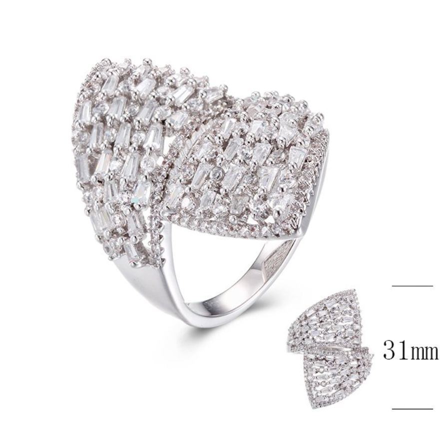 SJ29835, Ladies' Moissanite Ring, S925, Rhodium Plated, White, 7.23g