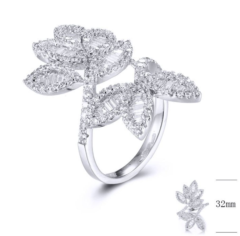 SJ32428, Ladies' Moissanite Ring, S925, Rhodium Plated, White, 6.27g