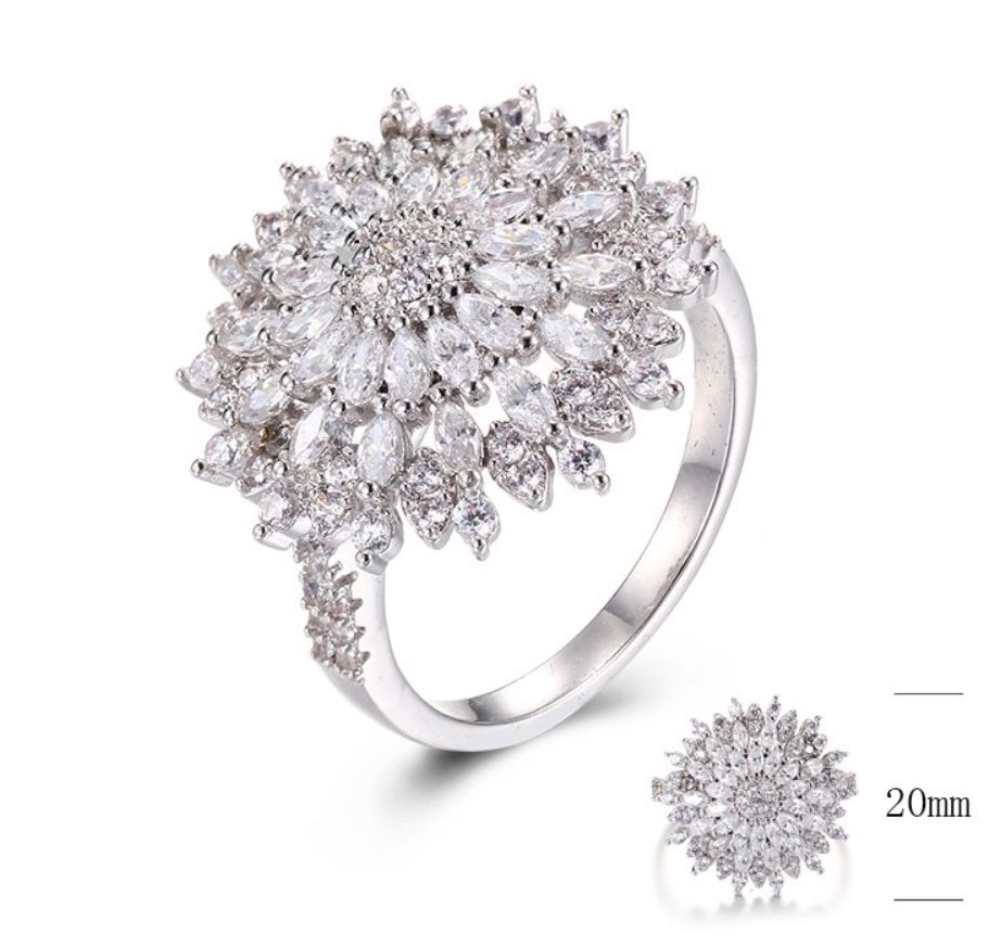 SJ30049, Ladies' Moissanite Ring, S925, Rhodium Plated, White, 4.46g