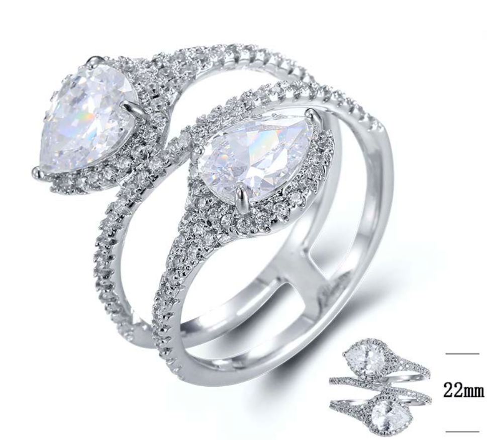 SJ24726, Ladies' Moissanite Ring, S925, Rhodium Plated, White, 4.18g