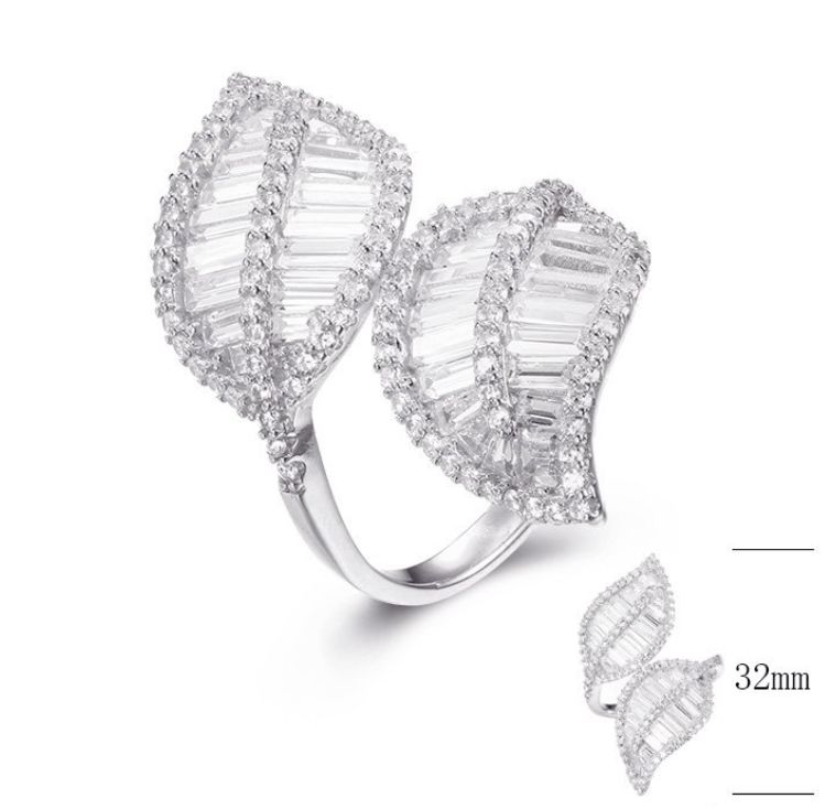 SJ29530, Ladies' Moissanite Ring, S925, Rhodium Plated, White, 4.6g