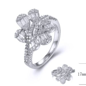 SJ34099, Ladies' Moissanite Ring, S925, Rhodium Plated, White, 3.58g