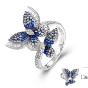SJ35033-C, Ladies' Moissanite Ring, S925, Rhodium + Black Rhodium Plated, Silver, 4.16g