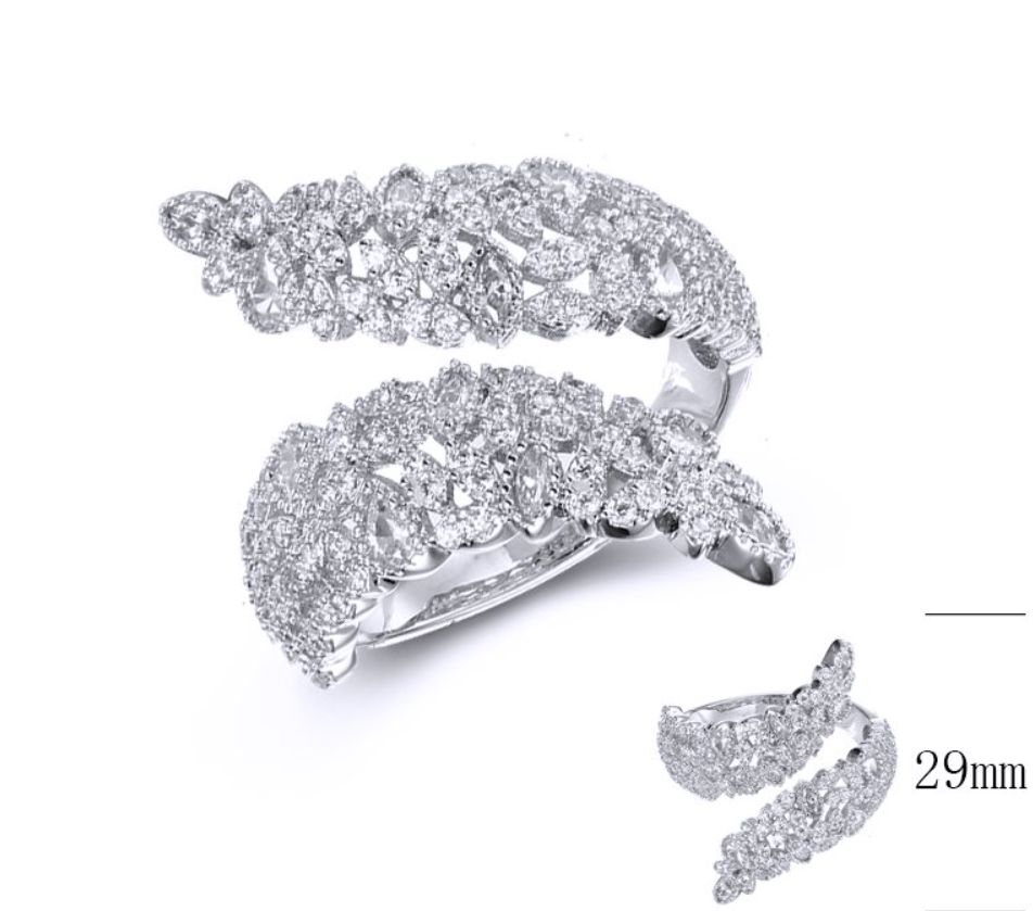 SJ36568, Ladies' Moissanite Ring, S925, Rhodium Plated, White, 4.64g