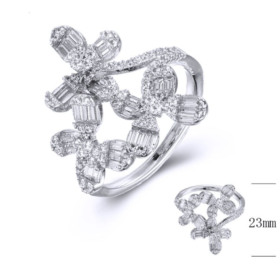 SJ36477, Ladies' Moissanite Ring, S925, Rhodium Plated, White, 3.53g