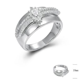 SJ44861, Ladies' Moissanite Ring, S925, Rhodium Plated, White, 5.34g