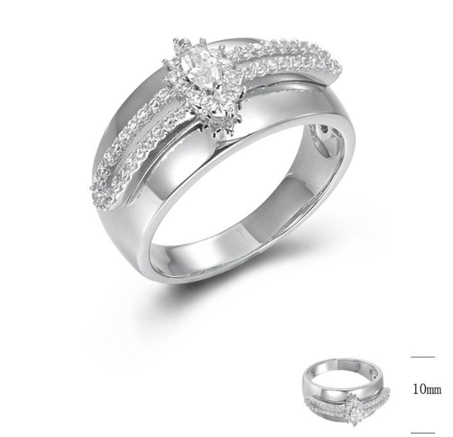 SJ44861, Ladies' Moissanite Ring, S925, Rhodium Plated, White, 5.34g