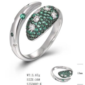 SJ53002-C, Ladies' Moissanite Ring, S925, Rhodium + Black Rhodium Plated, Silver, 3.48g