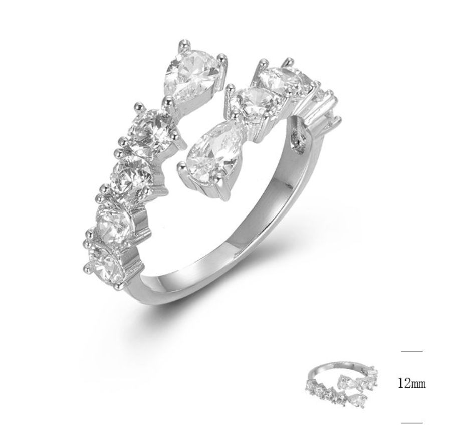 SJ45302, Ladies' Moissanite Ring, S925, Rhodium Plated, White, 3.35g