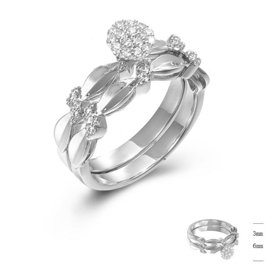SJ44838, Ladies' Moissanite Ring, S925, Rhodium Plated, White, 4.55g