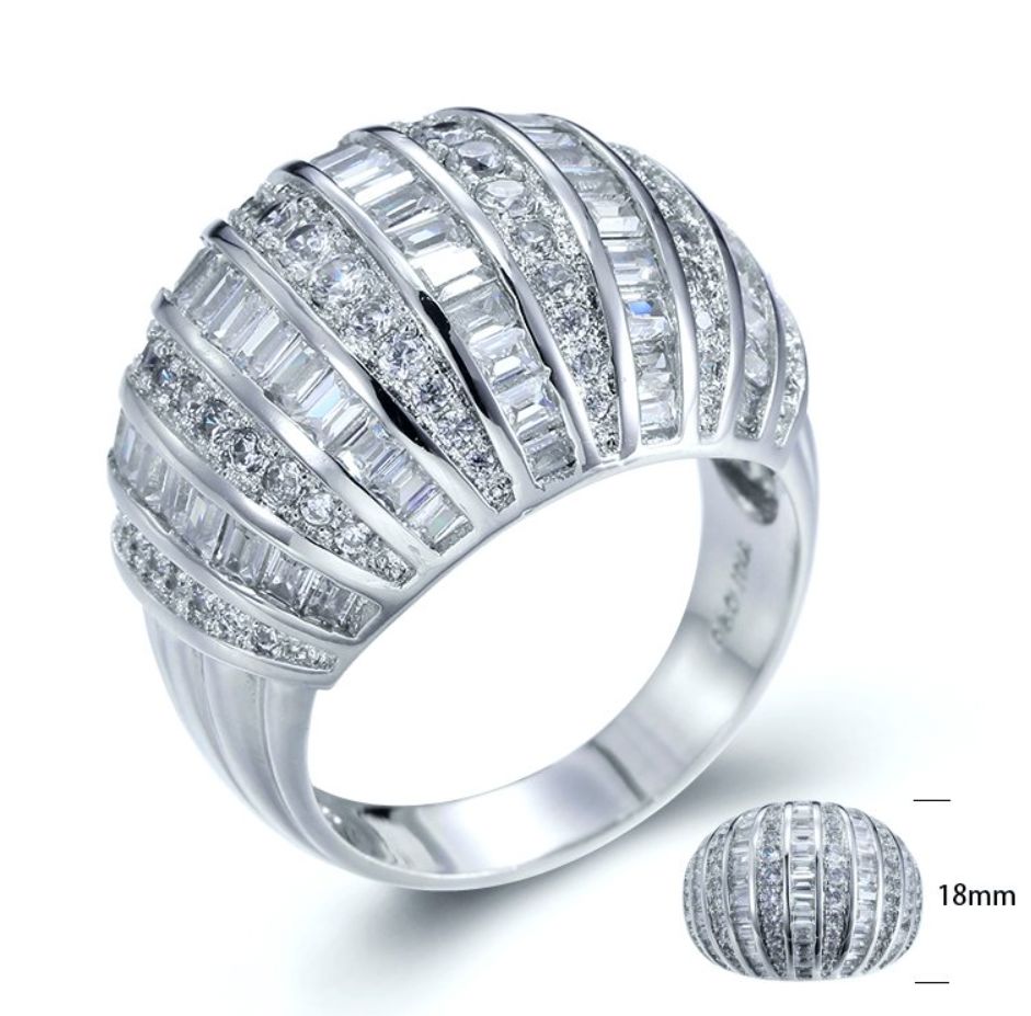 SJ24504, Ladies' Moissanite Ring, S925, Rhodium Plated, White, 10.18g