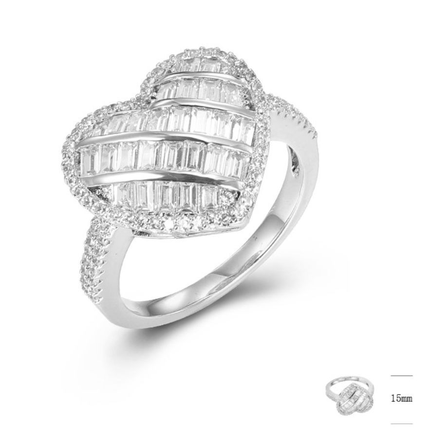 SJ43499, Ladies' Moissanite Ring, S925, Rhodium Plated, White, 4.67g