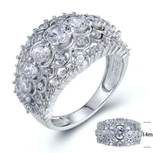 SJ24724, Ladies' Moissanite Ring, S925, Rhodium Plated, White, 5.7g