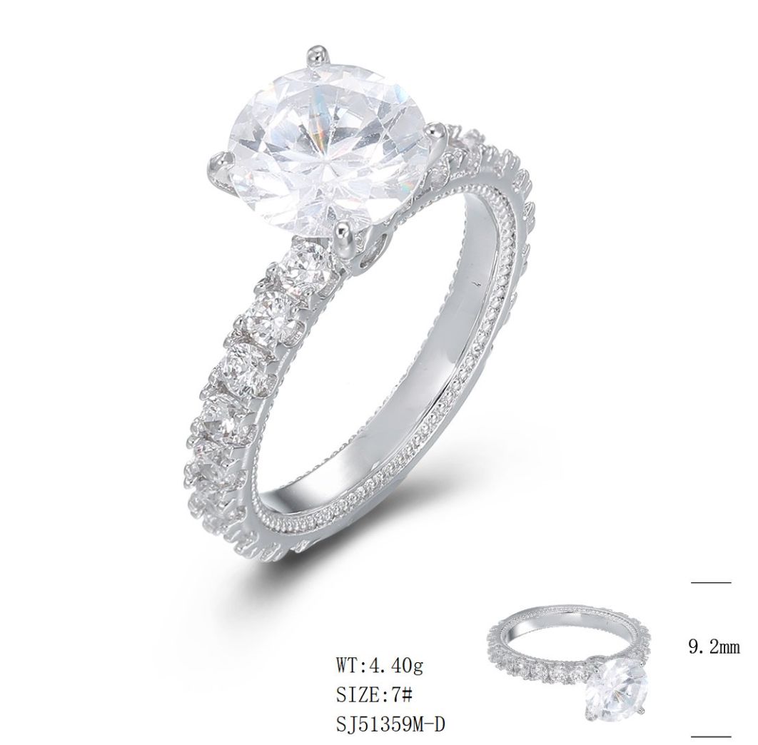SJ51359, Ladies' Moissanite Ring, S925, Rhodium Plated, White, 4.88g