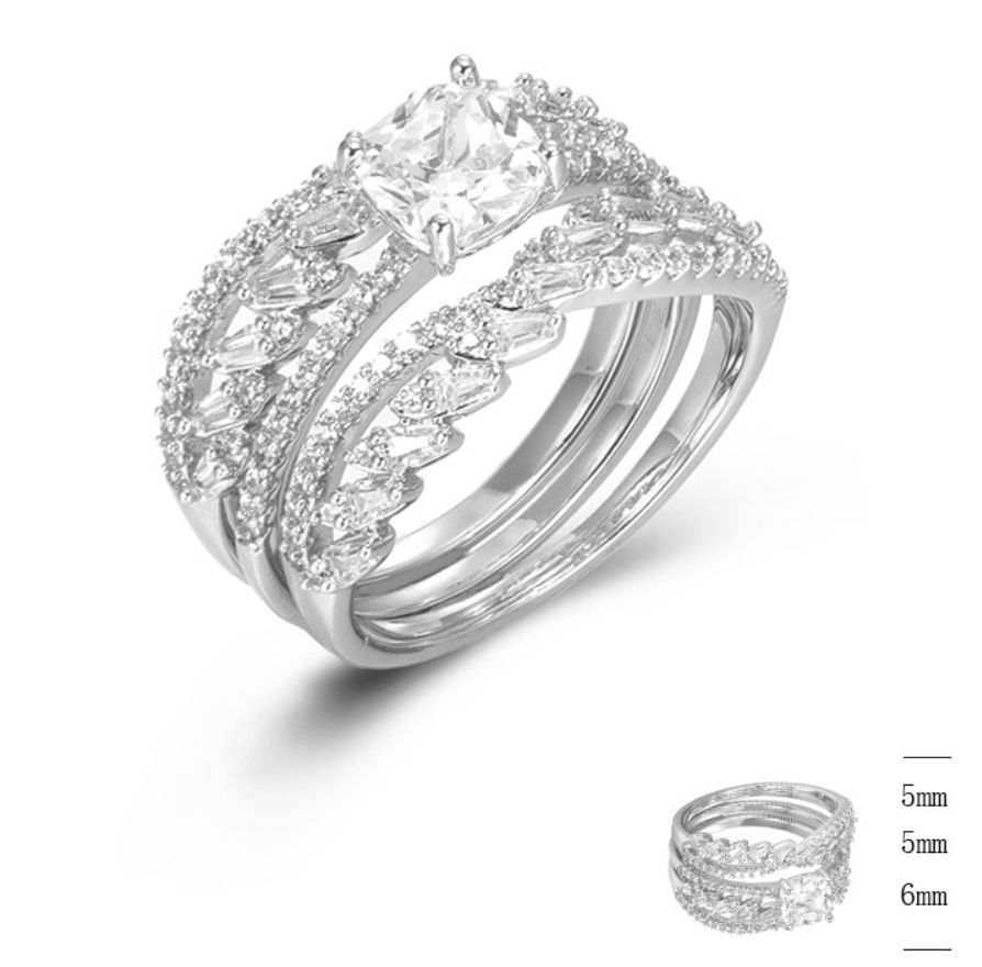 SJ45599, Ladies' Moissanite Ring, S925, Rhodium Plated, White, 5.65g