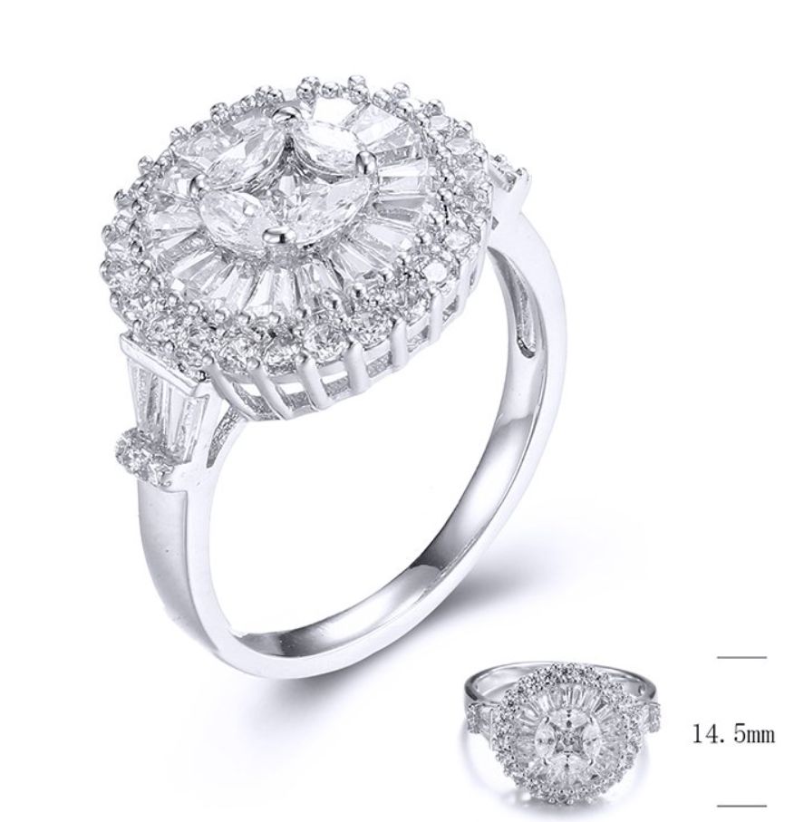 SJ30855, Ladies' Moissanite Ring, S925, Rhodium Plated, White, 3.84g