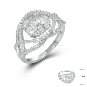 SJ44857, Ladies' Moissanite Ring, S925, Rhodium Plated, White, 3.63g