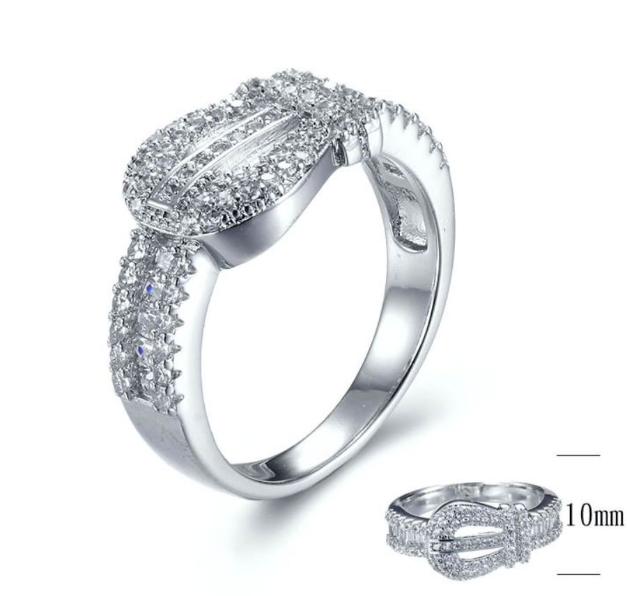 SJ28401, Ladies' Moissanite Ring, S925, Rhodium Plated, White, 3.8g