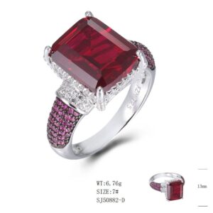 SJ50882-C, Ladies' Moissanite Ring, S925, Rhodium + Black Rhodium Plated, Silver, 6.22g