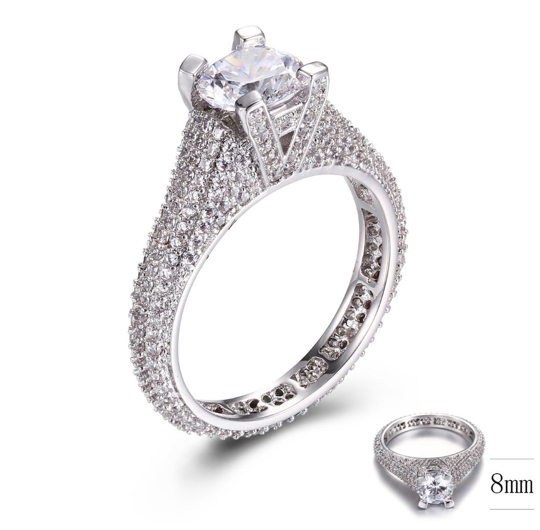 SJ30758, Ladies' Moissanite Ring, S925, Rhodium Plated, White, 4.33g