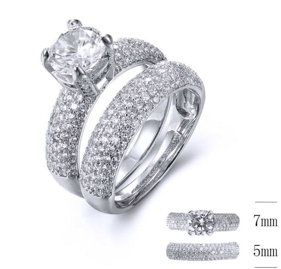SJ33742, Ladies' Moissanite Ring, S925, Rhodium Plated, White, 7.87g